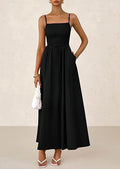 Ruched Tank Top With Thin Straps And A Pocketed Dress