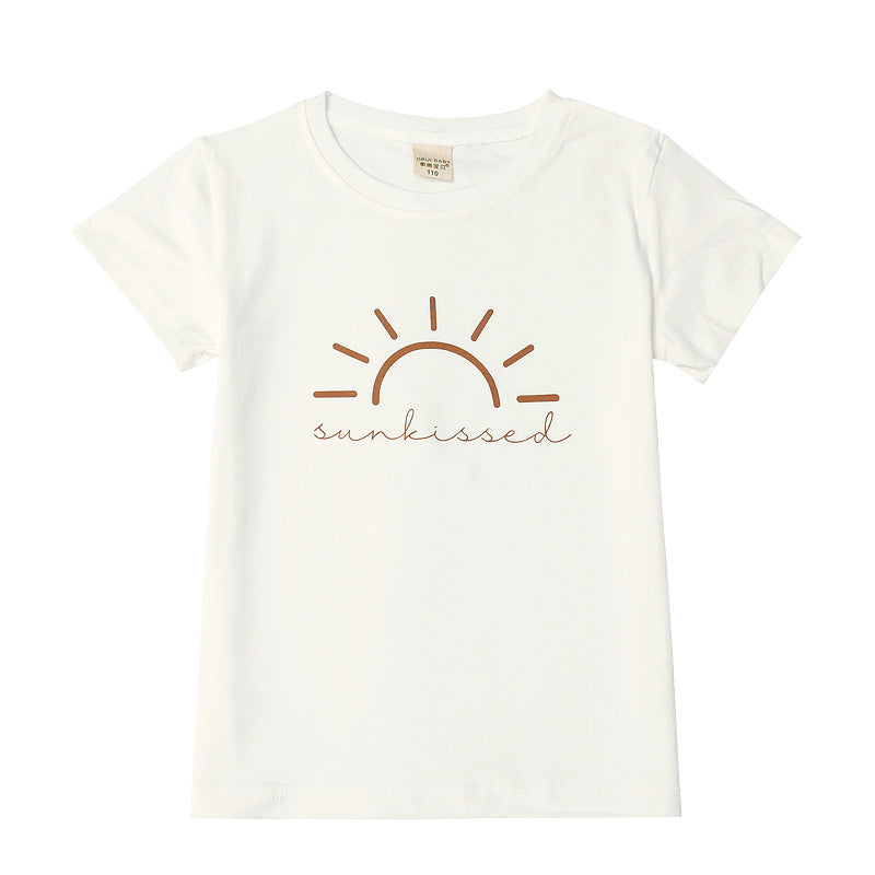 Girl Baby Simple White Cotton Short Sleeves
