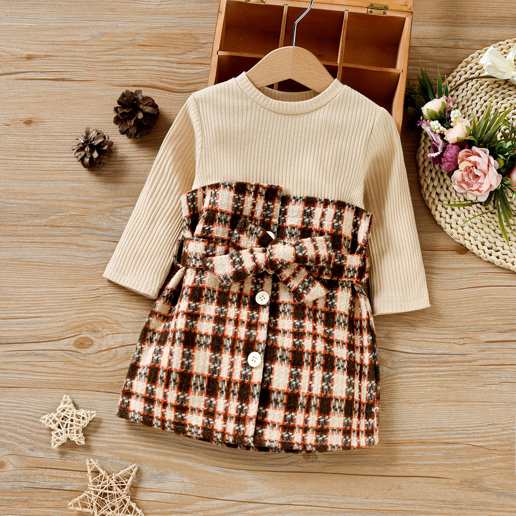 Girls Baby Plaid  Two Piece Dress