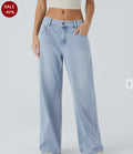 Women's Retro Washed Denim Wide-Leg Jeans With Multiple Textures