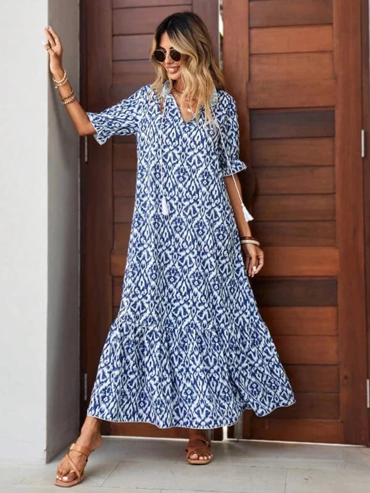 Flower Print Bohemian Dress