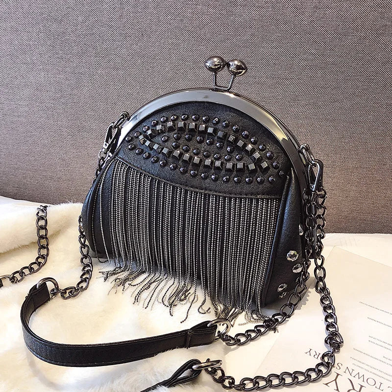 Leather Fringe Evening Bag