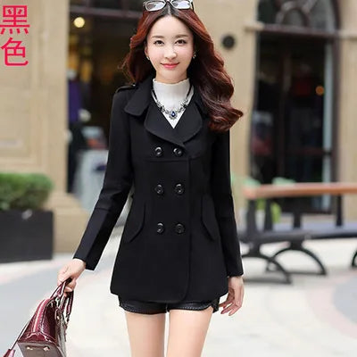 Elegant Office Solid Long Trench Coat