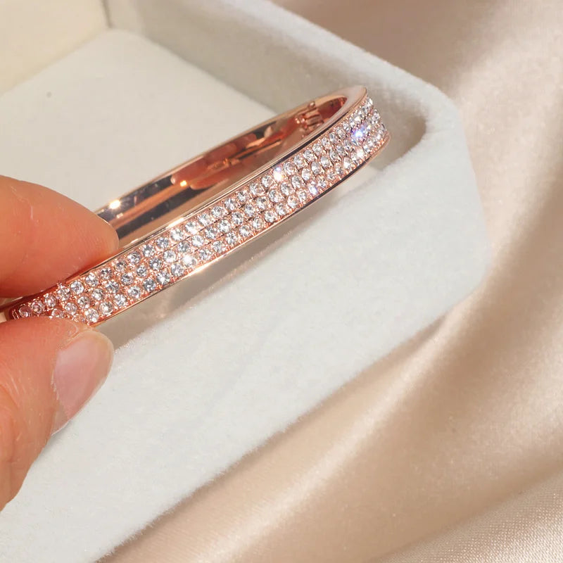 Elegant Classic Crystal Cuff Bangle