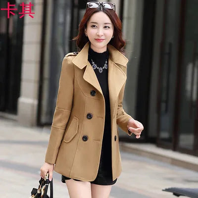 Elegant Office Solid Long Trench Coat