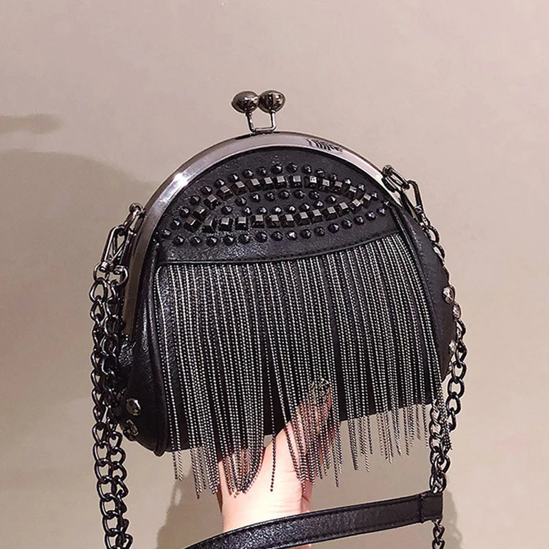 Leather Fringe Evening Bag