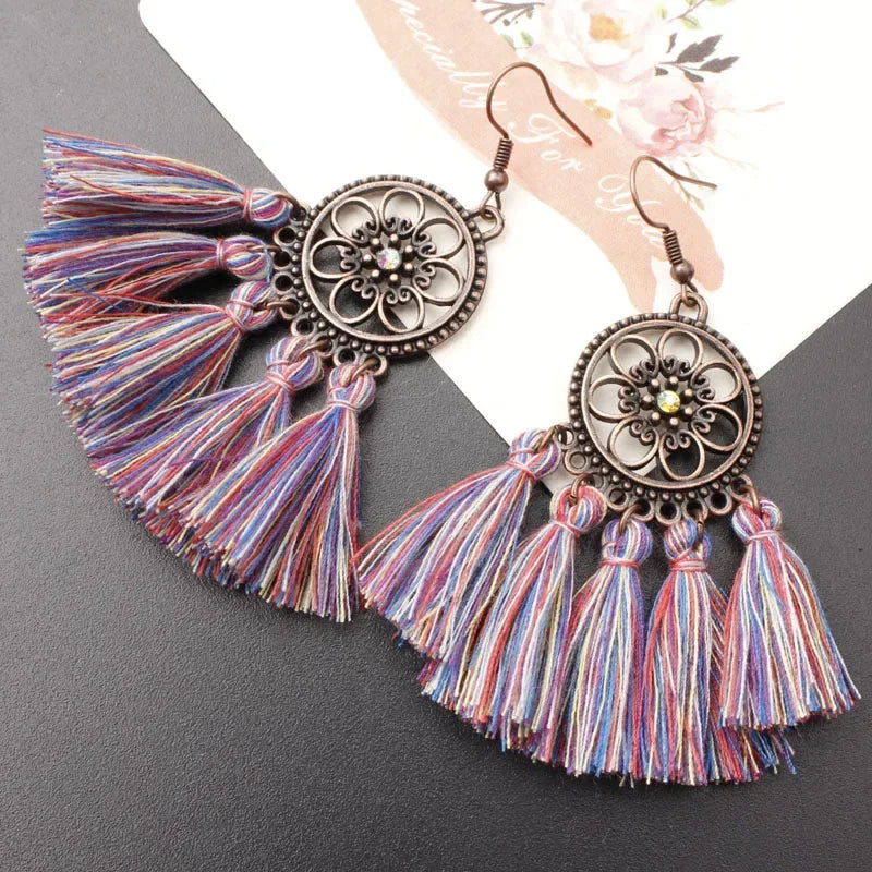 Vintage Ethnic Long Tassel Earrings