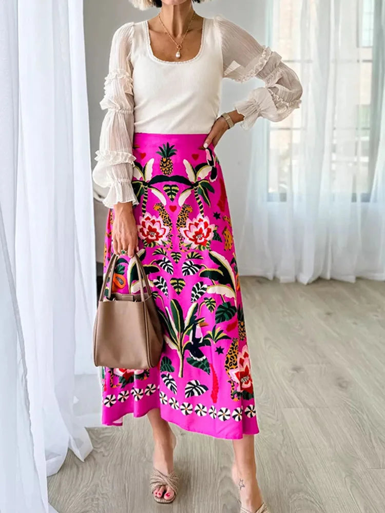 Summer Print A-Line Skirt