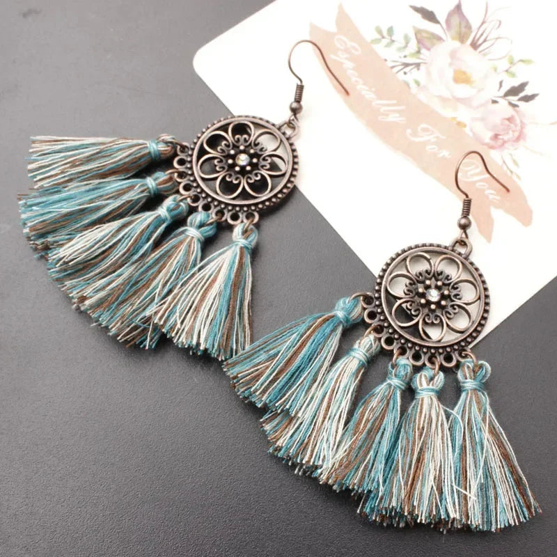 Vintage Ethnic Long Tassel Earrings