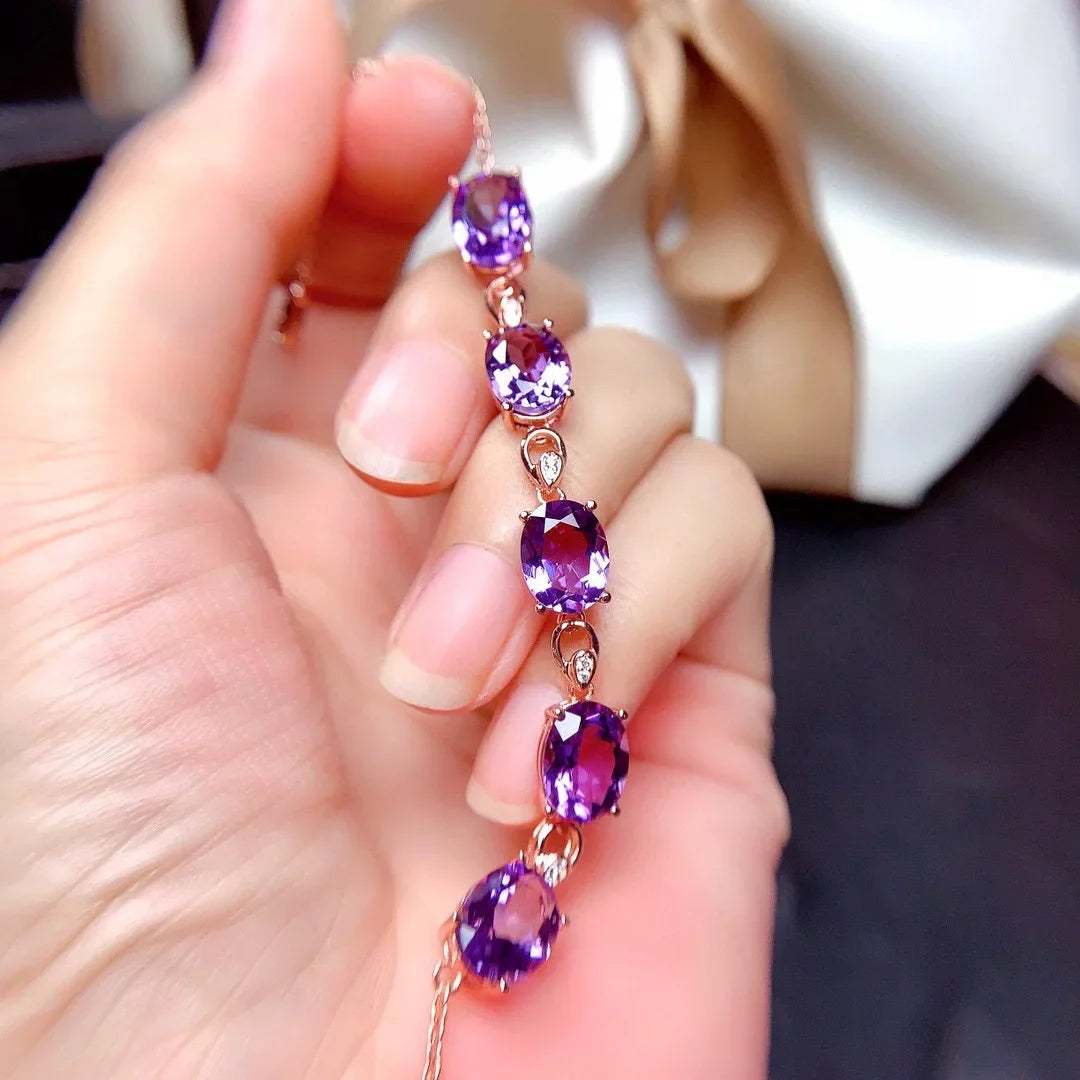 Purple Cubic Zircon Crystal Bracelet