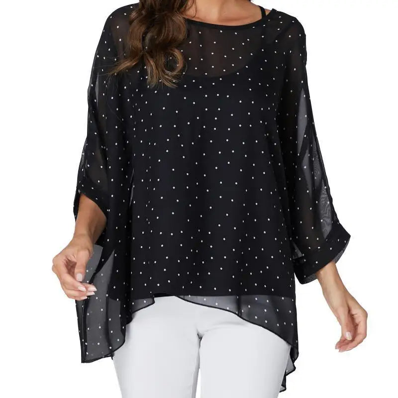 Irregular Leopard Print Chiffon Blouse