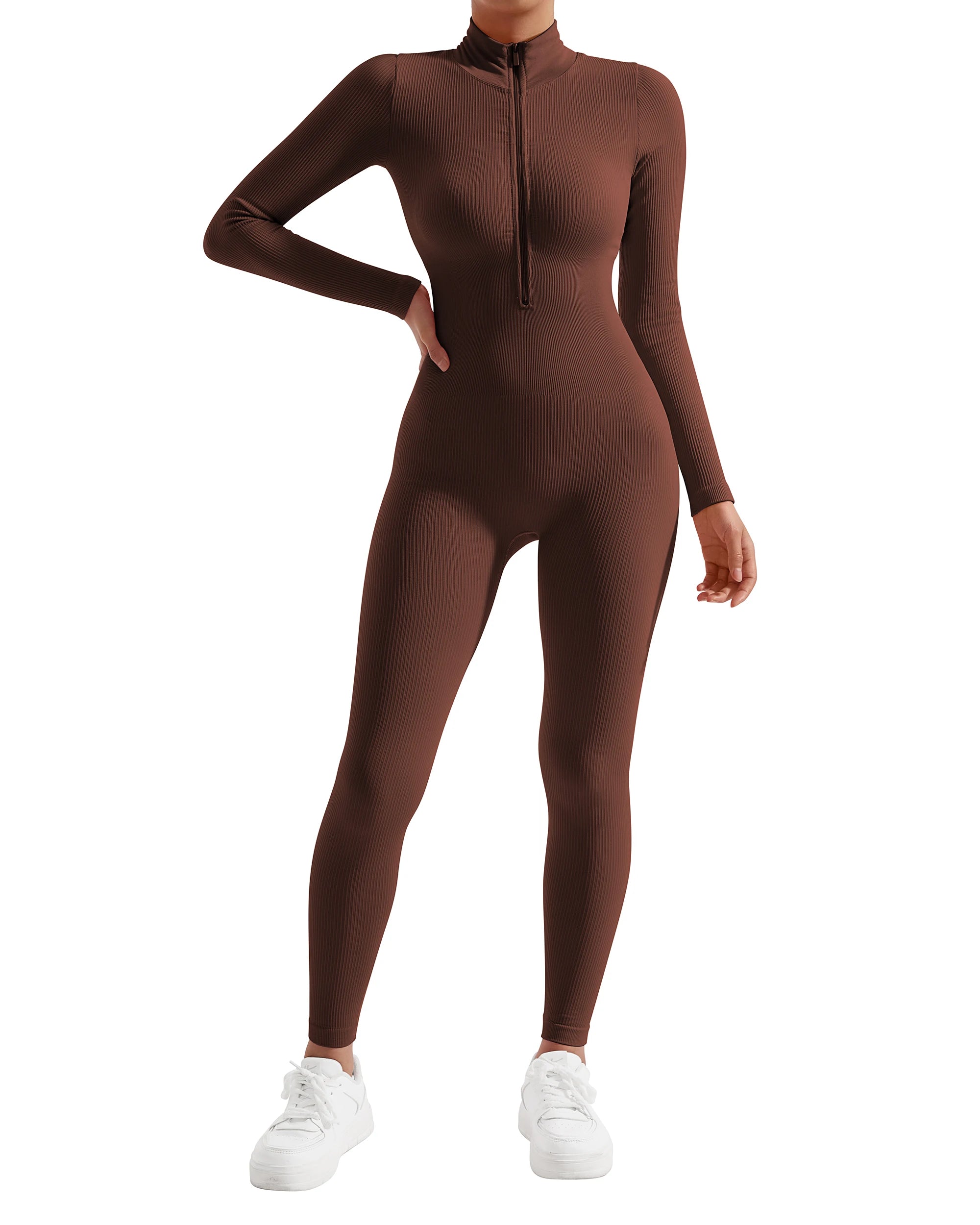 Casual Brown Bodycon Jumpsuit