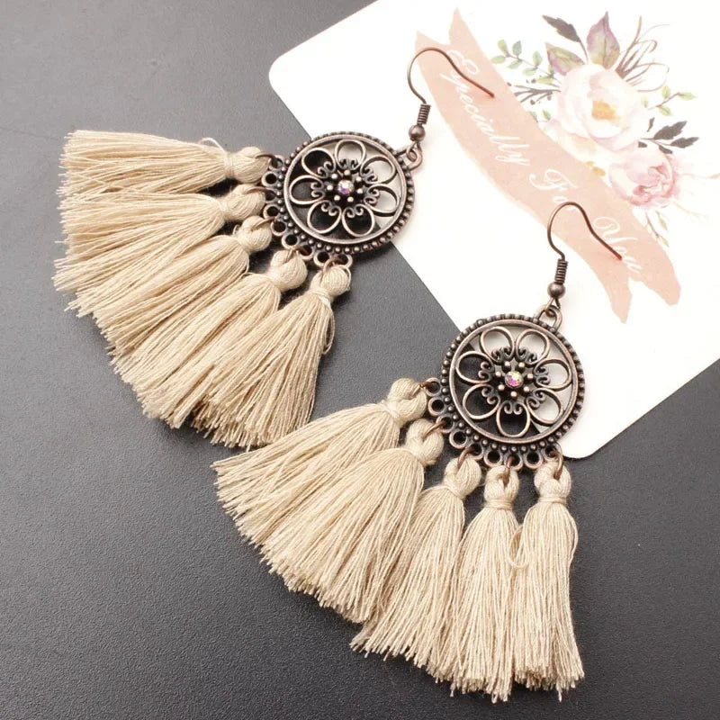 Vintage Ethnic Long Tassel Earrings