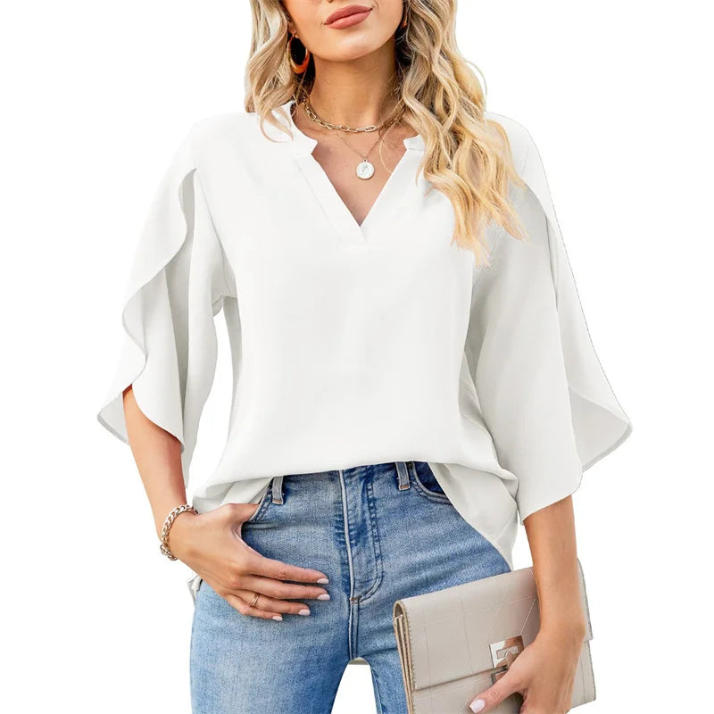 Casual Flare Sleeve Summer Blouse