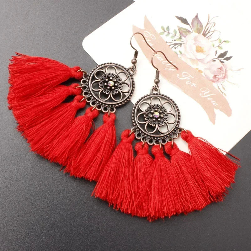 Vintage Ethnic Long Tassel Earrings