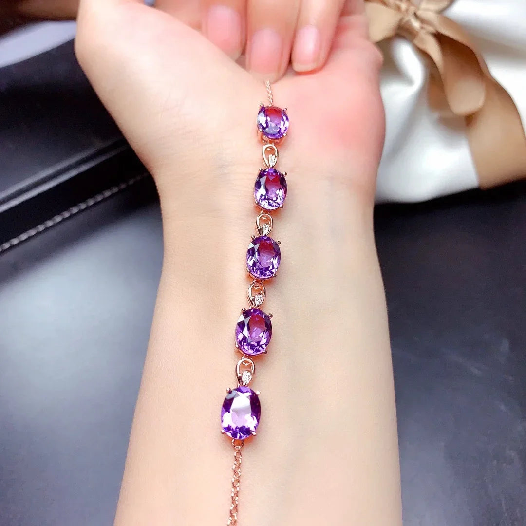 Purple Cubic Zircon Crystal Bracelet