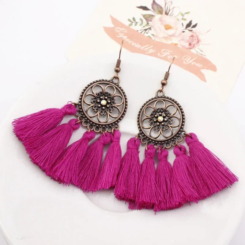 Vintage Ethnic Long Tassel Earrings