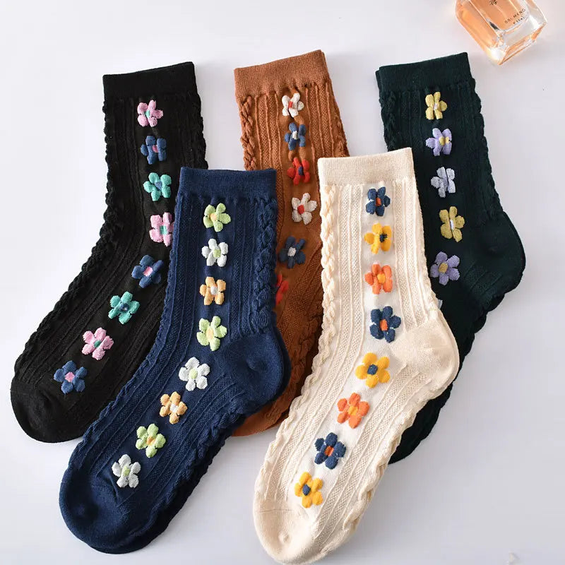 Retro Harajuku Embroidered Women Socks