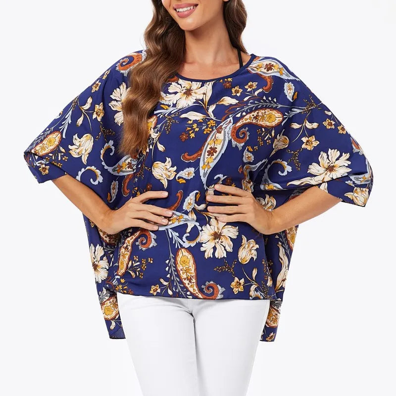 Irregular Leopard Print Chiffon Blouse