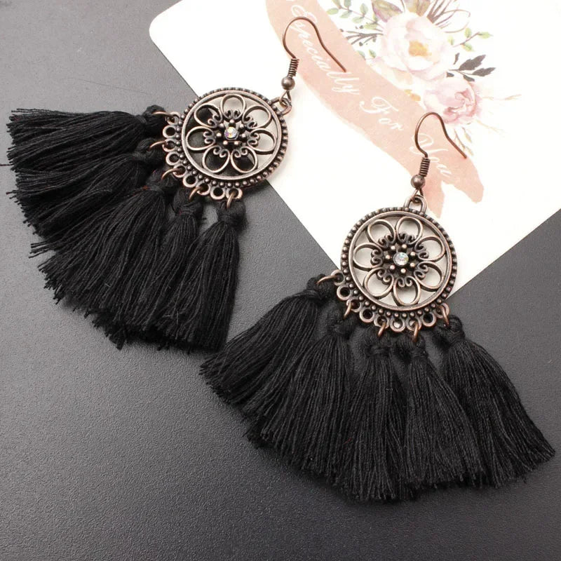 Vintage Ethnic Long Tassel Earrings