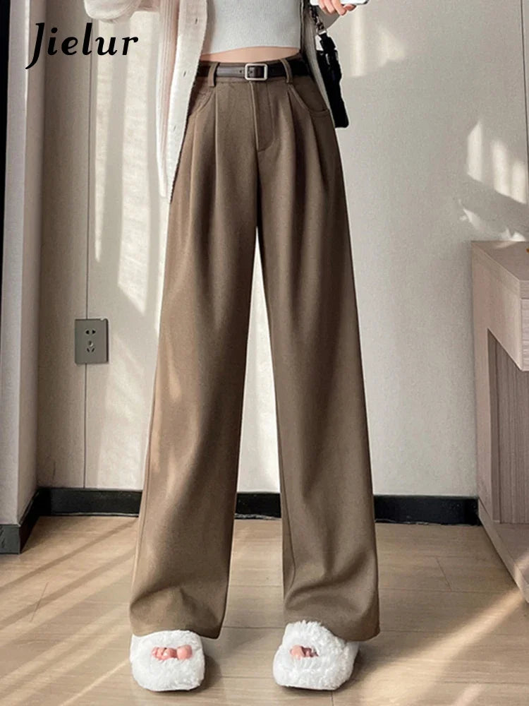 High Waist Straight Trousers