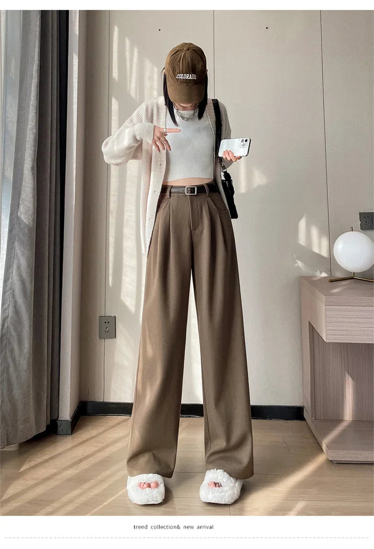 High Waist Straight Trousers