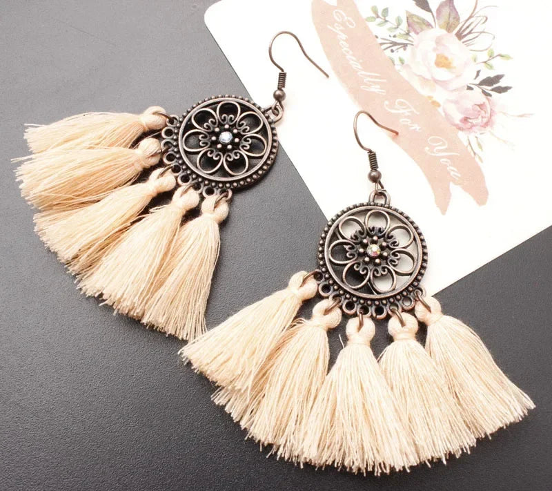 Vintage Ethnic Long Tassel Earrings