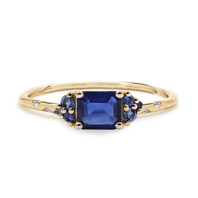 Blue Round Zircon Ring