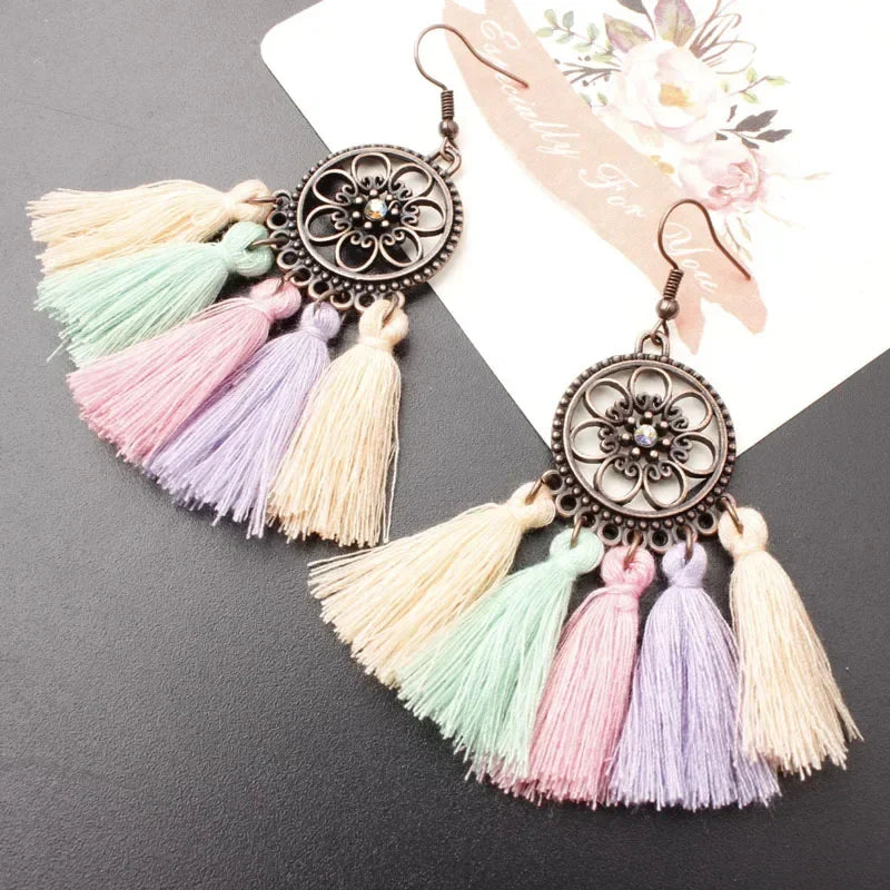 Vintage Ethnic Long Tassel Earrings