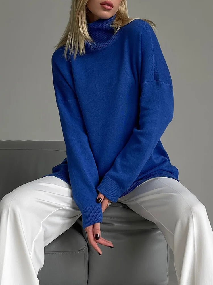 Turtleneck Side Split Knitted Sweater