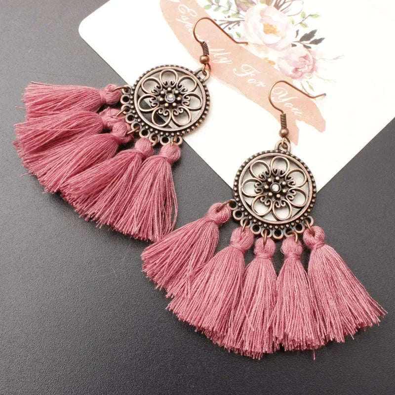 Vintage Ethnic Long Tassel Earrings