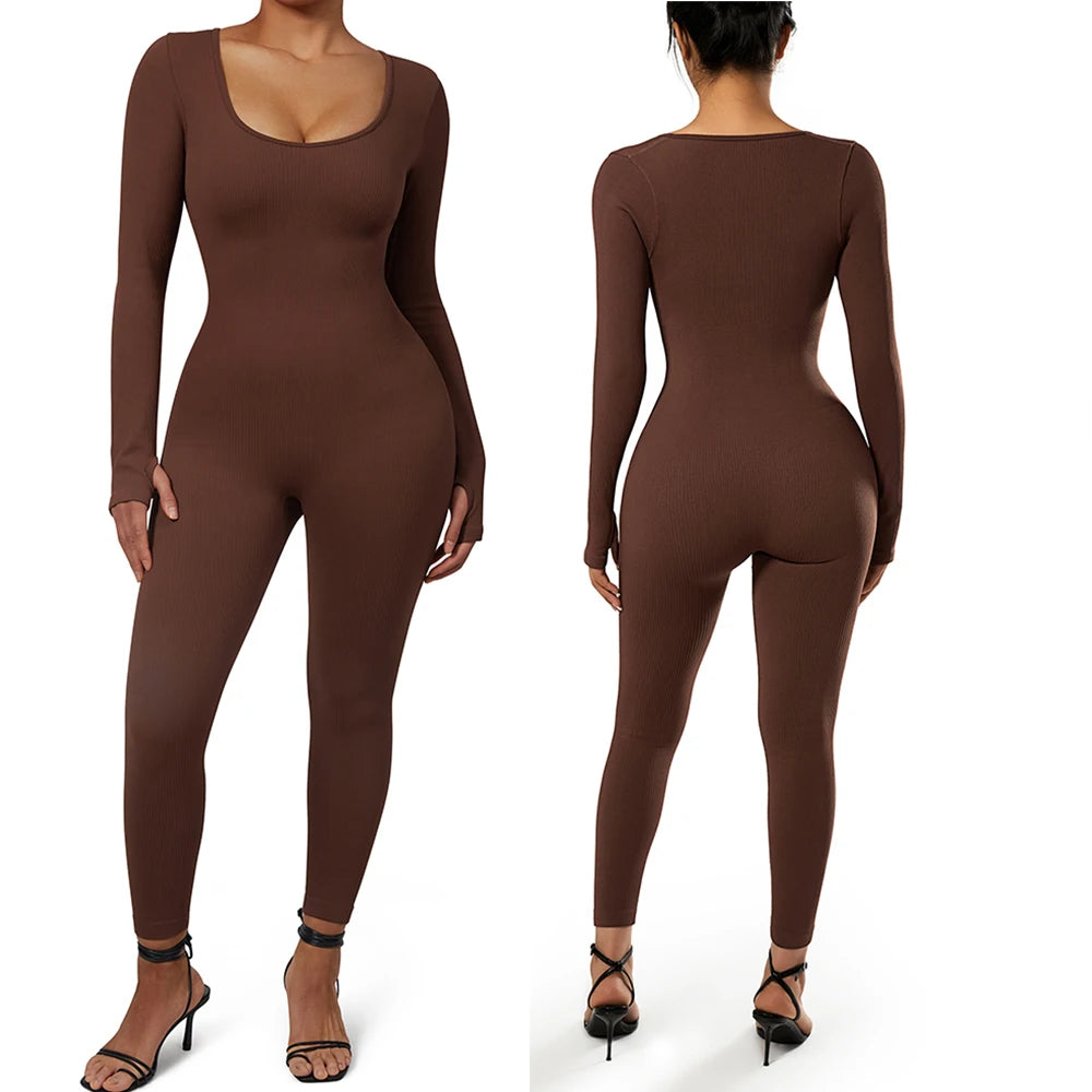 Casual Brown Bodycon Jumpsuit