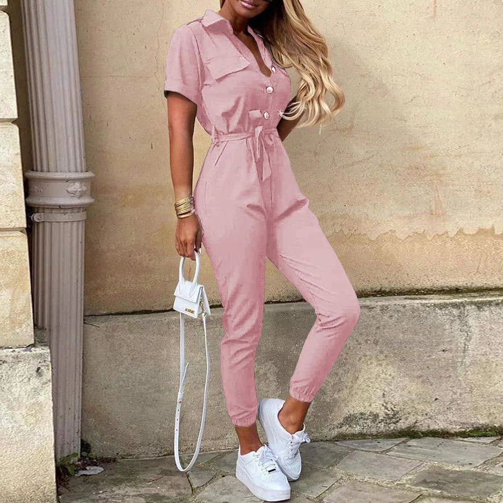 Monochrome Belted Workwear Jumpsuit