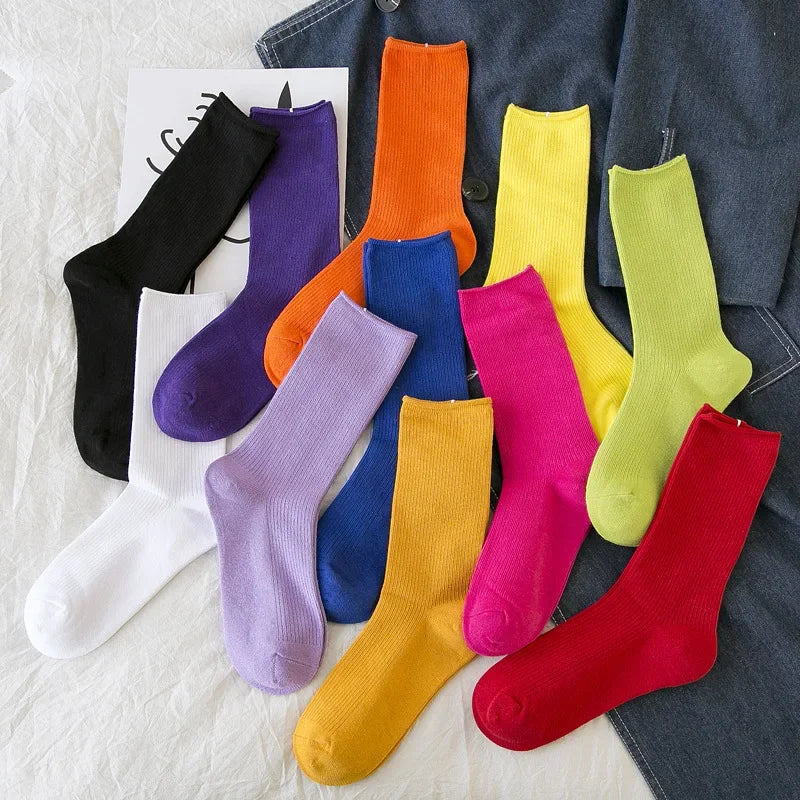 Women Socks Fashion Solid Color