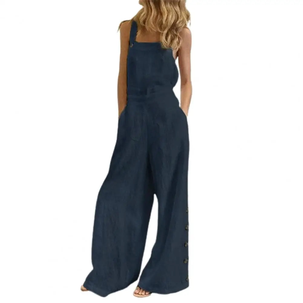 Wide Leg Side Button Jumpsuit