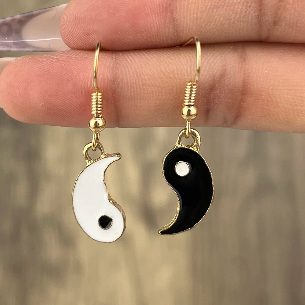 Drip Oil Yin and Yang Drop Earrings