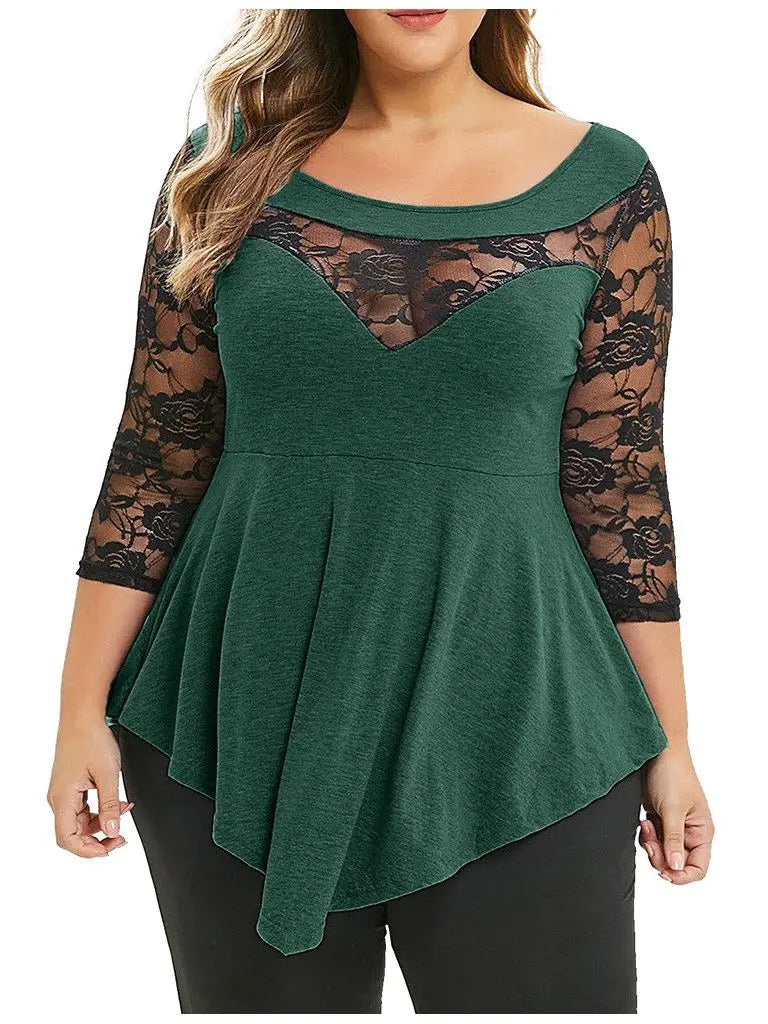 Floral Lace Hollow Out Tunic Blouse