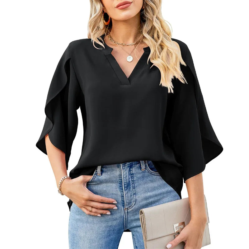 Casual Flare Sleeve Summer Blouse