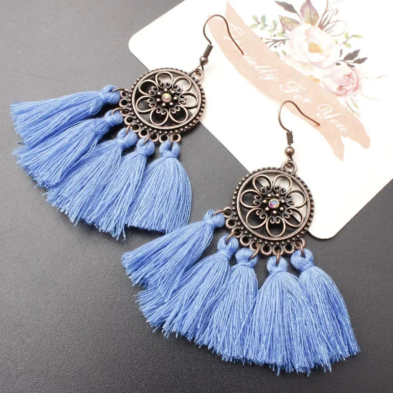 Vintage Ethnic Long Tassel Earrings