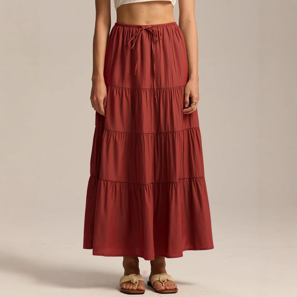 High-waisted Elastic-waist  Skirt