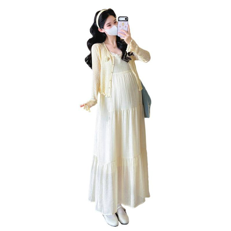 Sweet Sun-Protective Cardigan And Camisole Dress Two-Piece Set