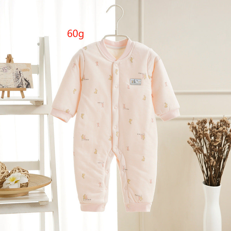 Spring And Autumn Baby Quilted Jumpsuit Three Layers Warm
