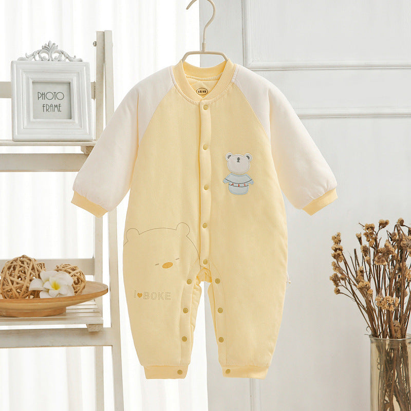 Spring And Autumn Baby Quilted Jumpsuit Three Layers Warm