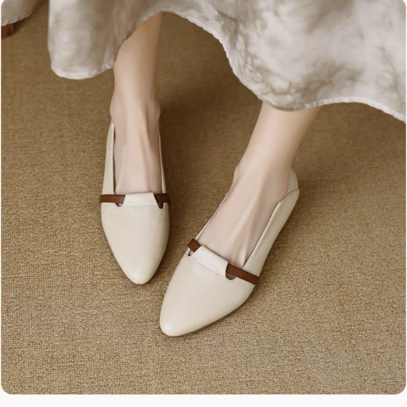 Womens French-style Suede Low-heeled Shoes