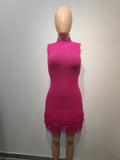 Sleeveless Tassel Hollowed-Out Bodycon Stretchy Dress