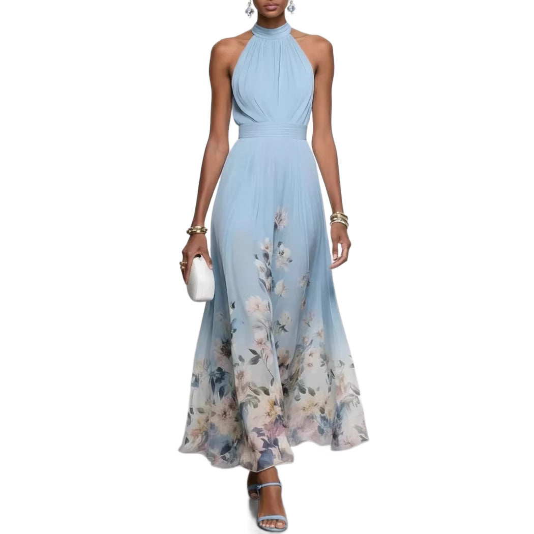 V-neck Waist Trimming Ruffles Elegant Dress