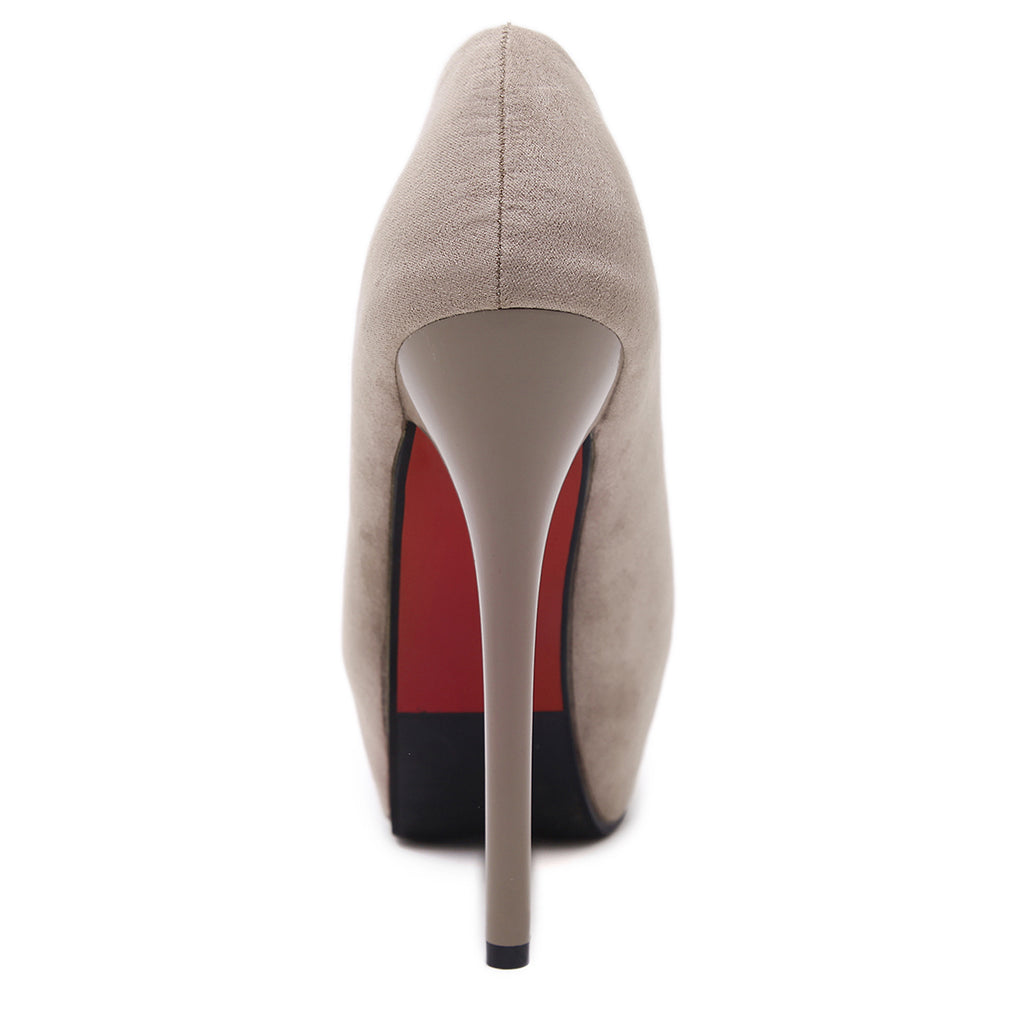 Suede High Heels Waterproof Platform Plain All-match Stiletto Shoes