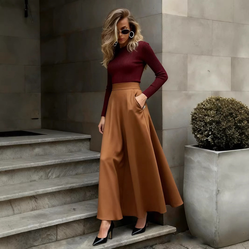 Elegant Solid-Color Skirt For Women