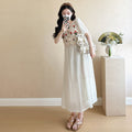Fashionable Crochet Vest-Look Fake Two-Piece Maternity Dress