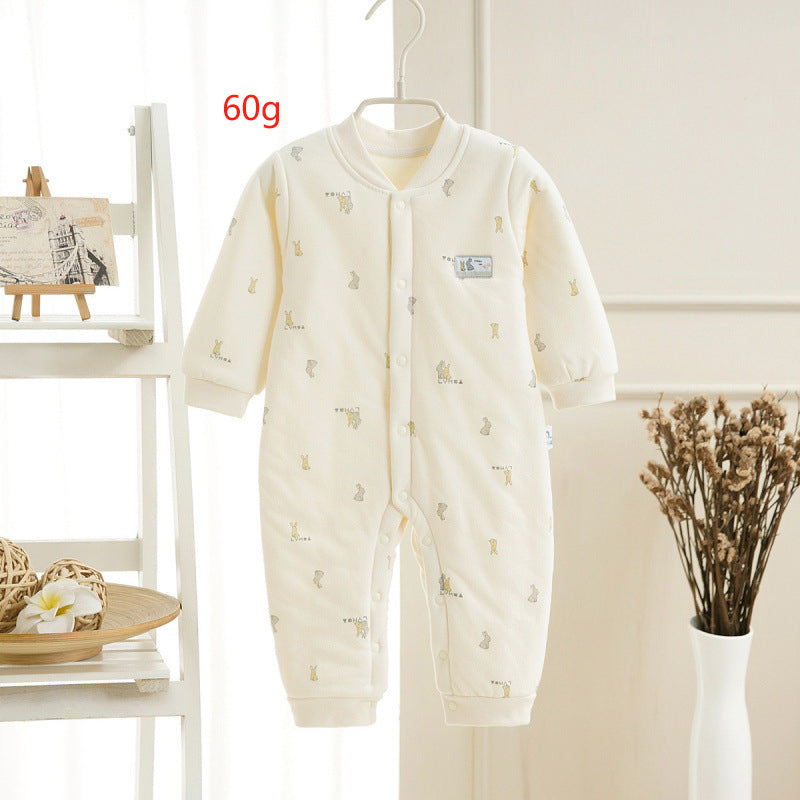 Spring And Autumn Baby Quilted Jumpsuit Three Layers Warm